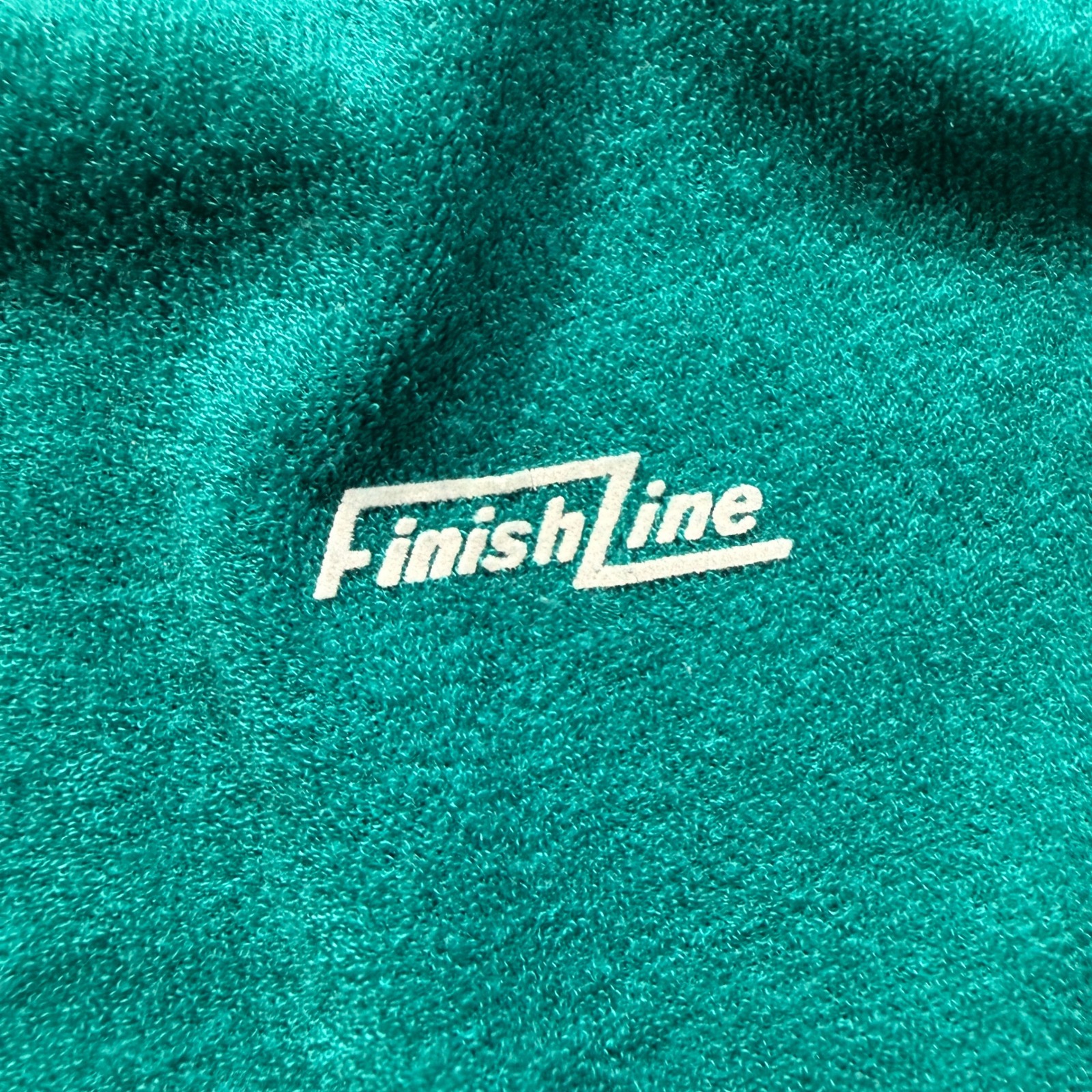 Vintage 80s Finish Line Velour Shirt Mens S Teal Green Striped V Neck — image 2 of 8